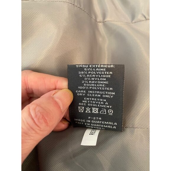 Vince Camuto Midi Coat Gray Double-Breasted Black Trim Wool Bend Medium - Picture 7 of 15